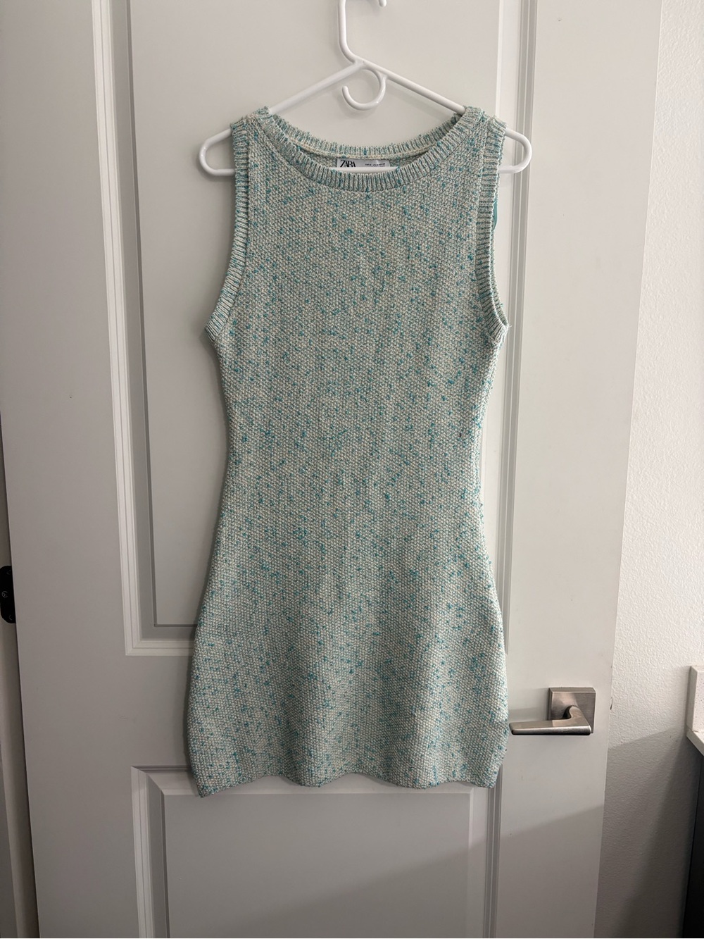 ZARA Sleeveless Knit Mini Dress in Mint Speckle